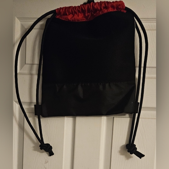 OHIO STATE Drawstring Backpack Gym Cinch Sack Red Gray Black Mesh Back Pre-Owned - Picture 3 of 5